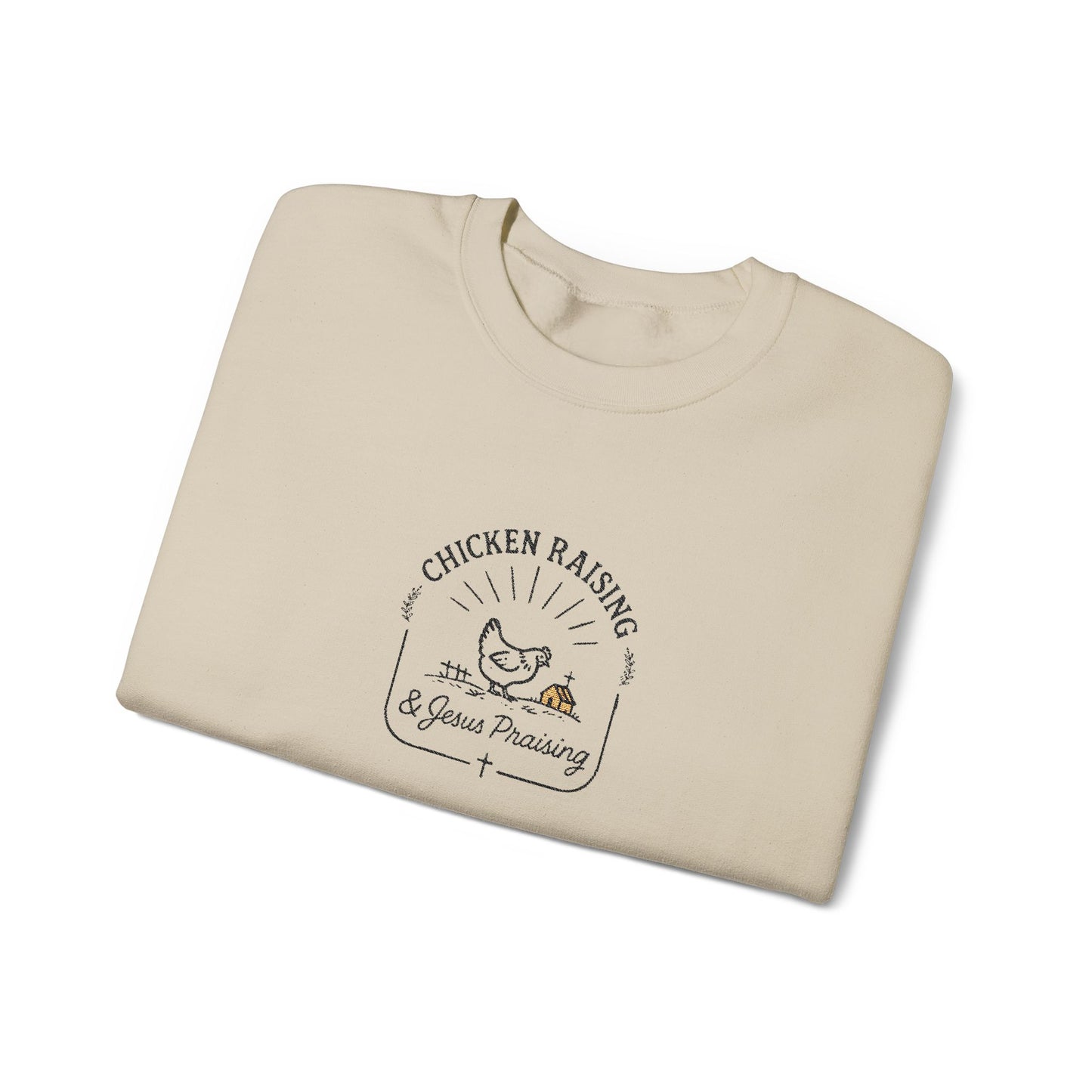 Chicken Raising and Jesus Praising Embroidered Sweater