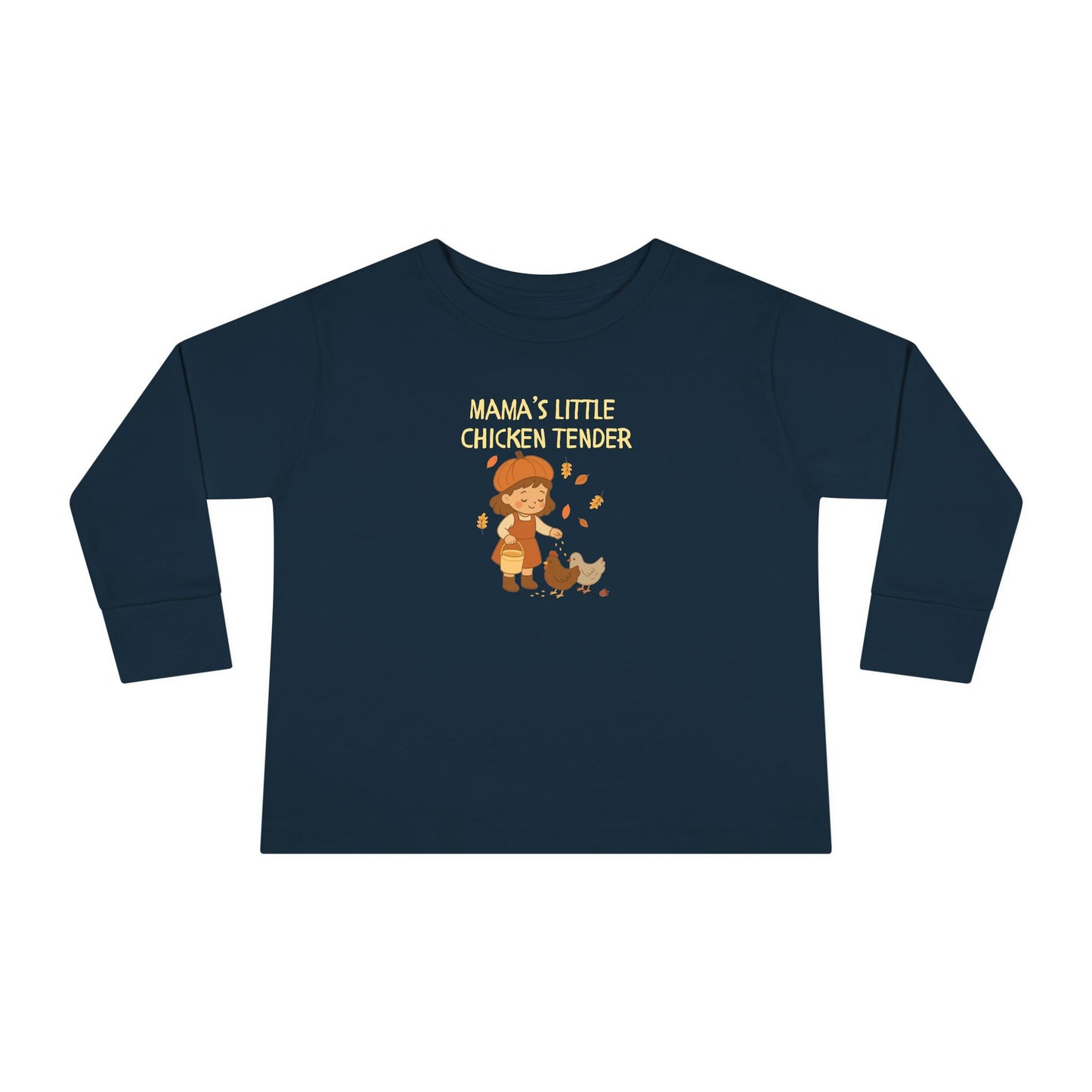 Toddler Long Sleeve - Girl Chicken Tender - Fall Scene