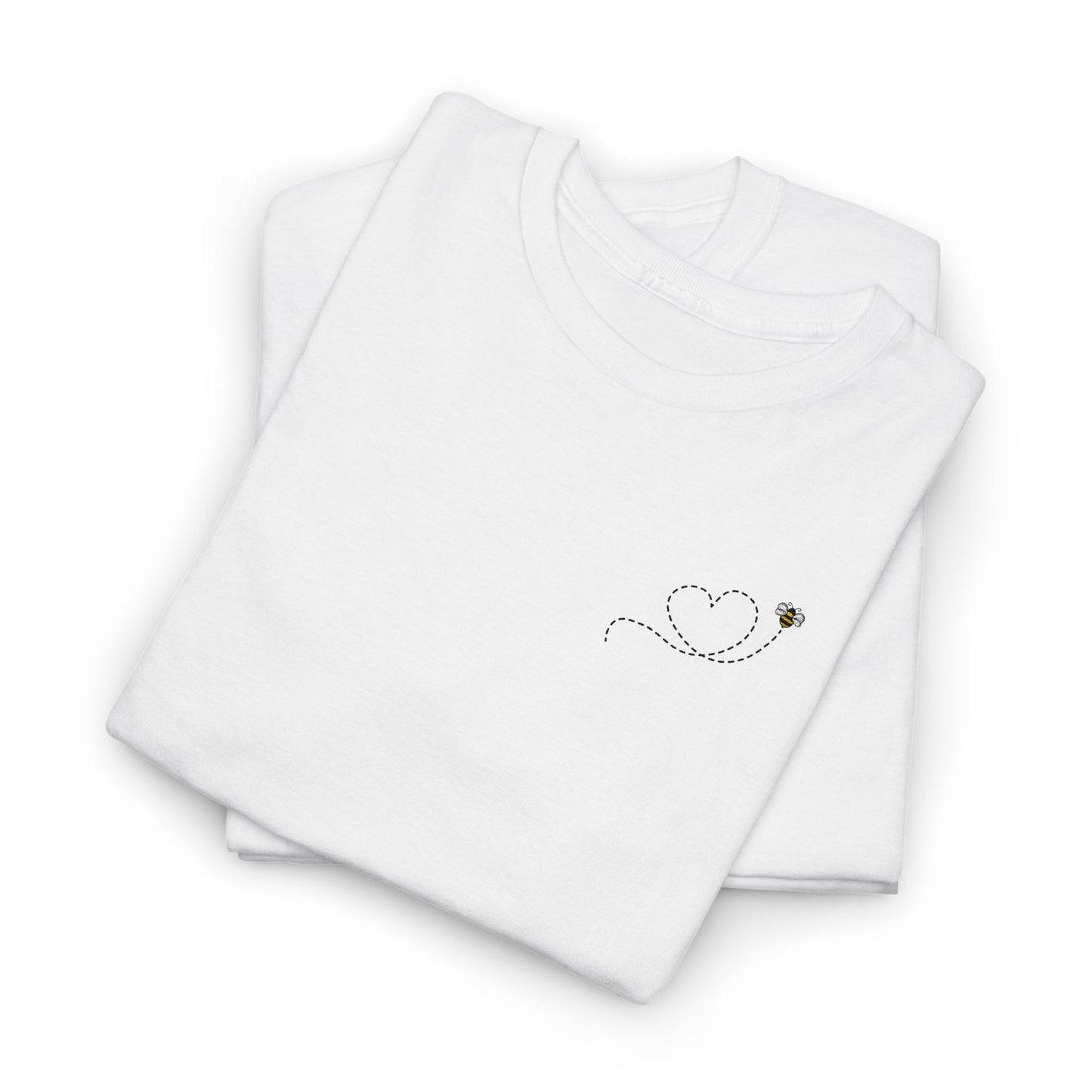 Bee Love Corner Pocket Embroidered Heart Outline Tee