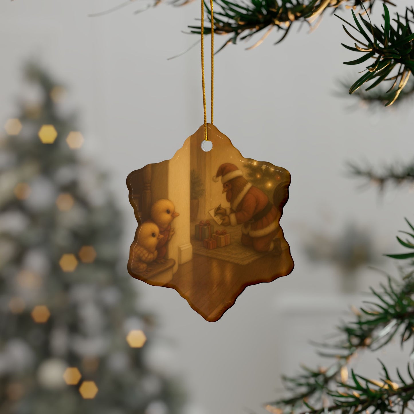 Shhh Baby Chicks... Santa Is Here - Ceramic Ornament