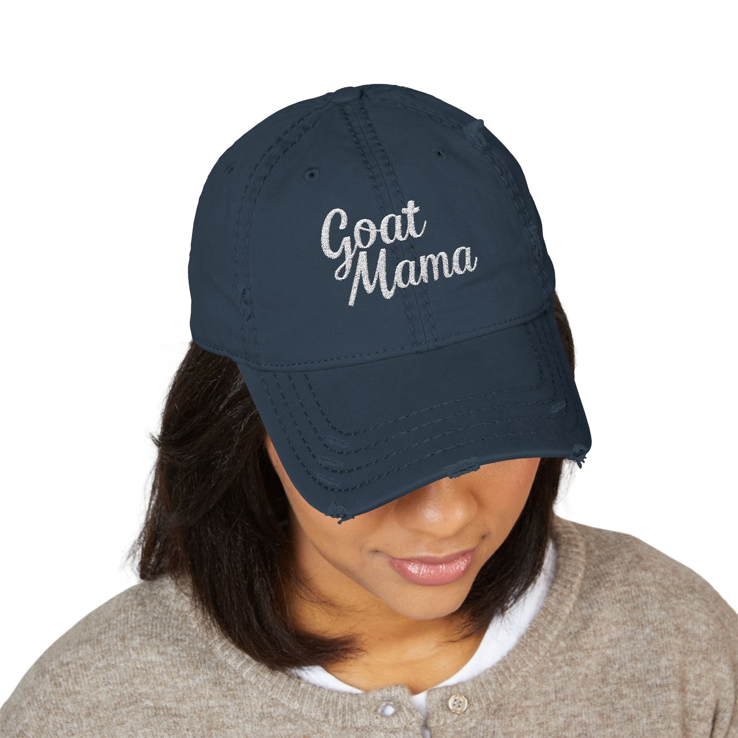 Goat Mama - Distressed Embroidered Cap