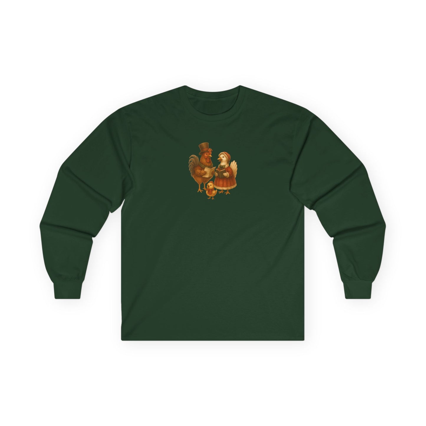 Chicken Family Christmas Caroling - Long Sleeve