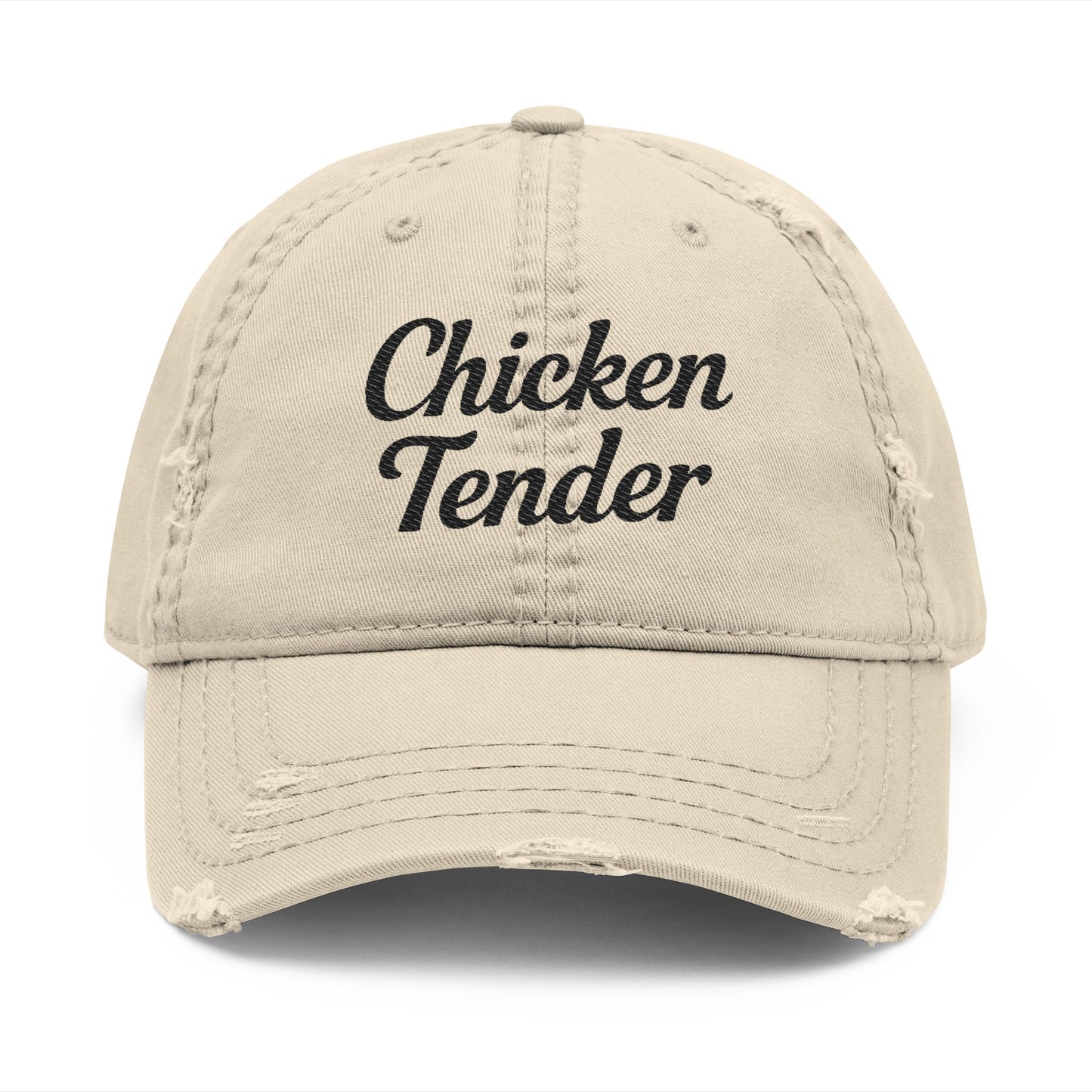 Chicken Tender - Distressed Embroidered Cap - Khaki Only
