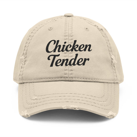 Chicken Tender - Distressed Embroidered Cap - Khaki Only