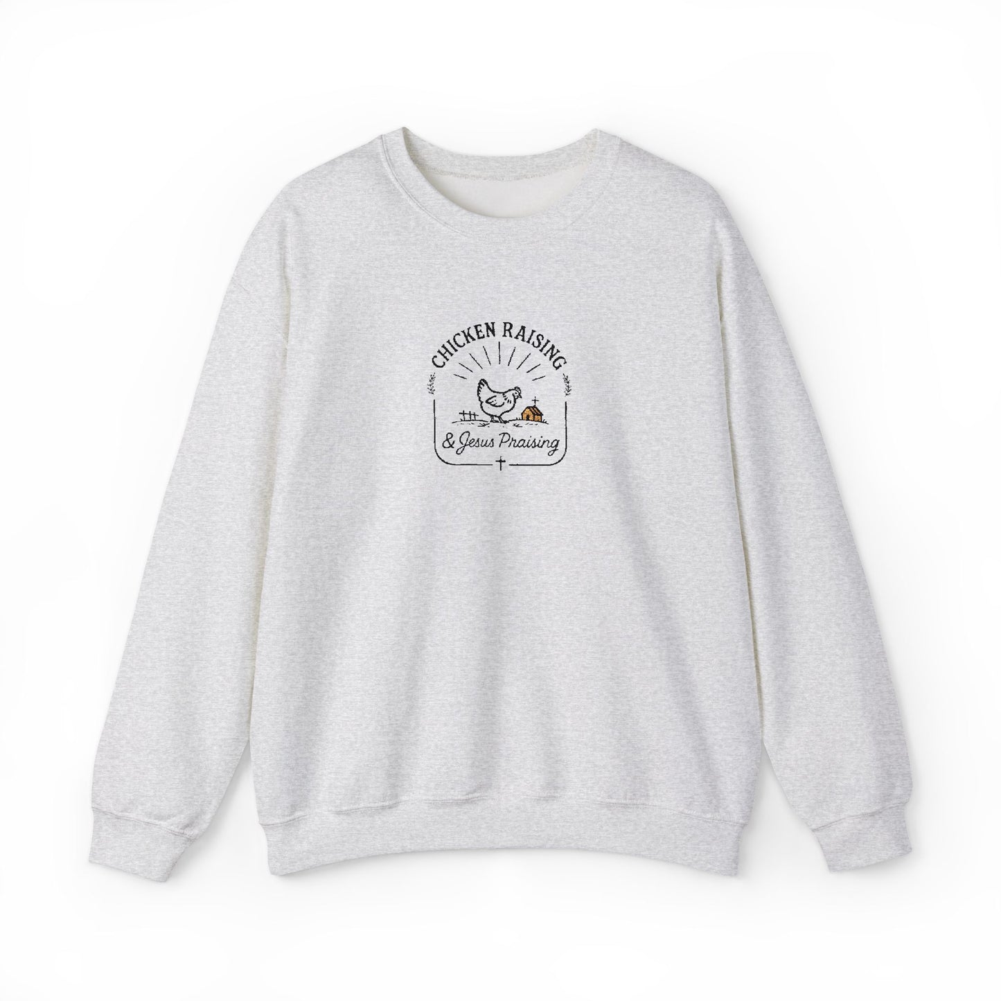 Chicken Raising and Jesus Praising Embroidered Sweater