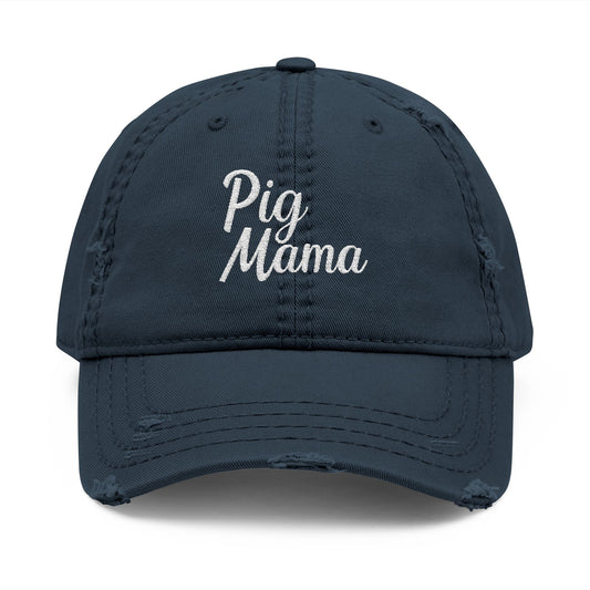 Pig Mama - Distressed Embroidered Cap