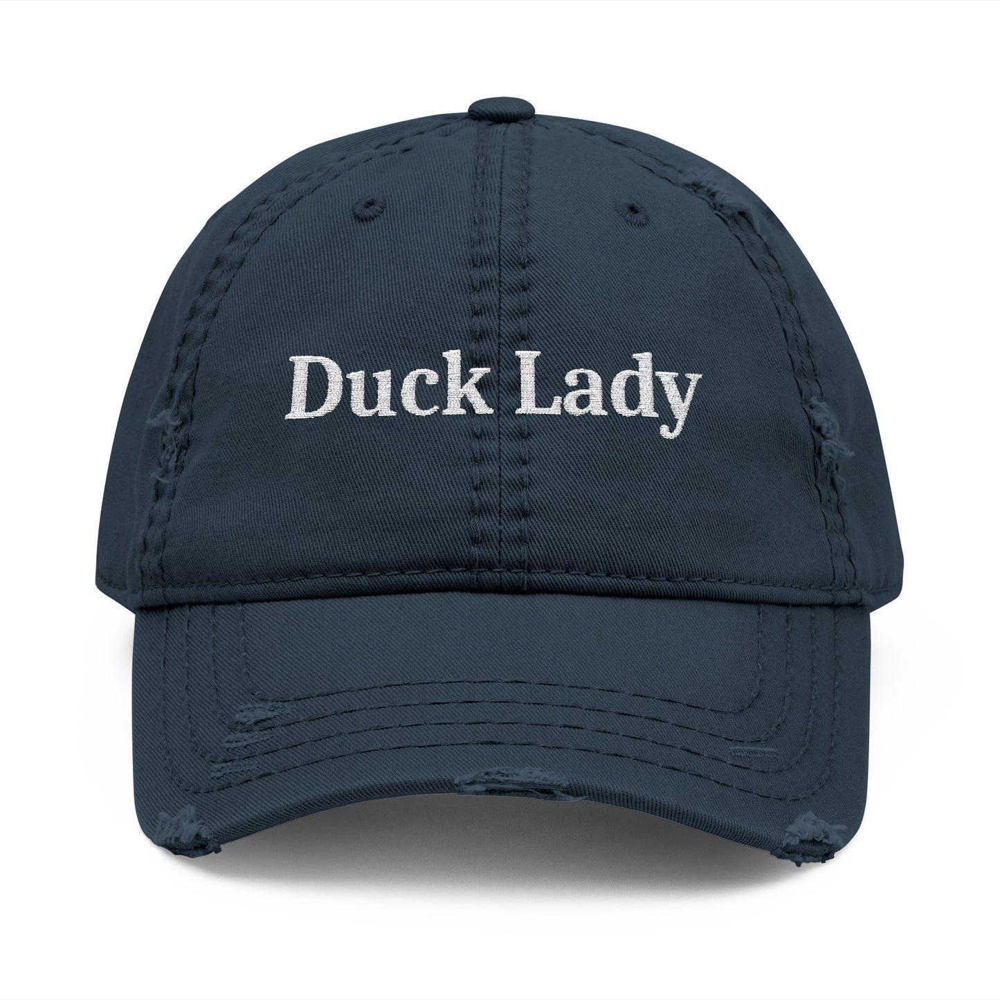 Duck Lady - Distressed Embroidered Cap