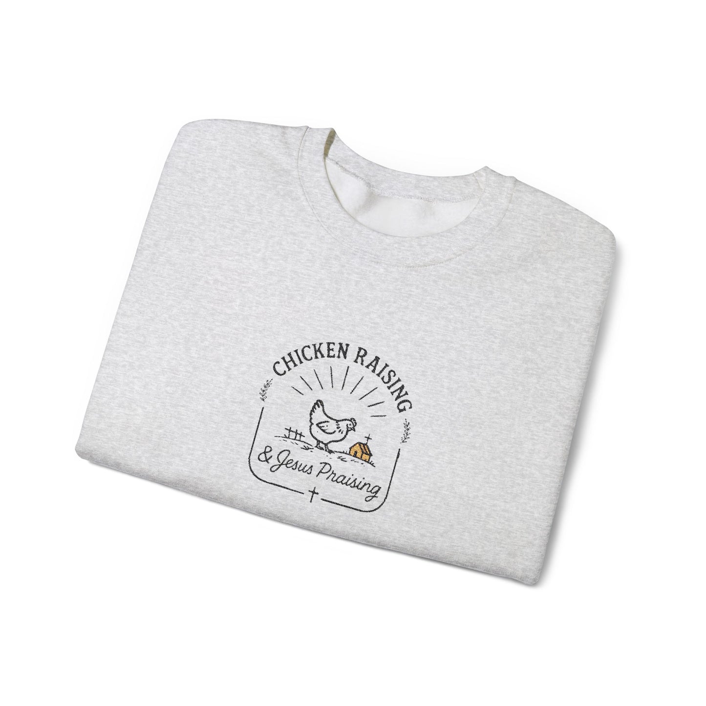 Chicken Raising and Jesus Praising Embroidered Sweater