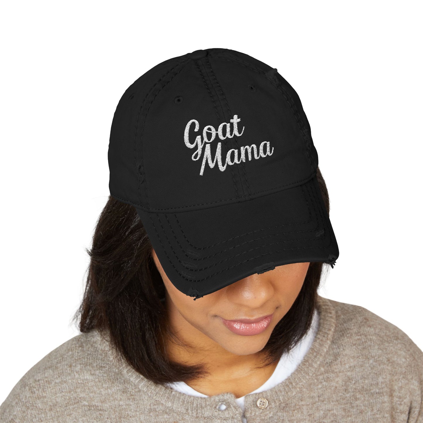 Goat Mama - Distressed Embroidered Cap