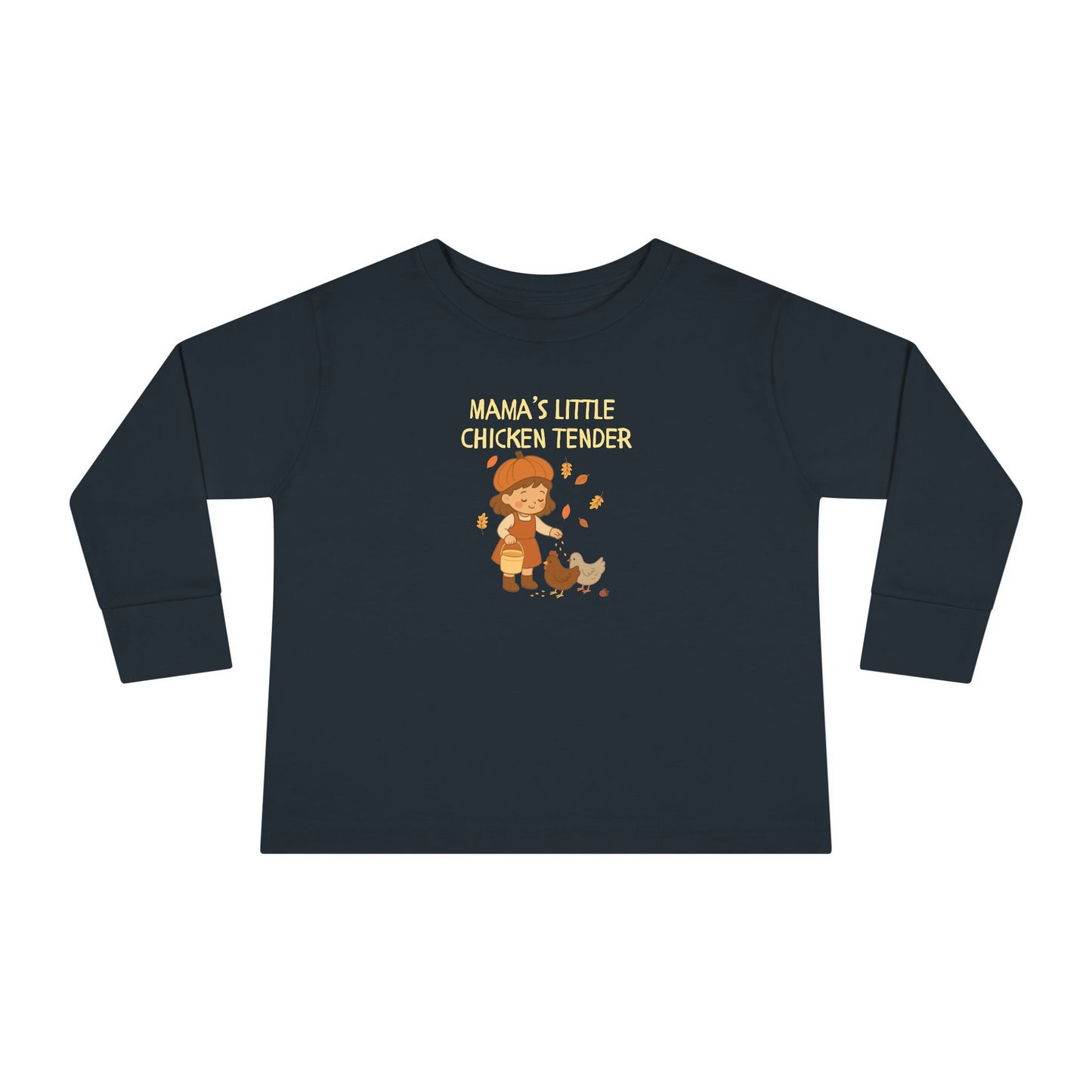 Toddler Long Sleeve - Girl Chicken Tender - Fall Scene