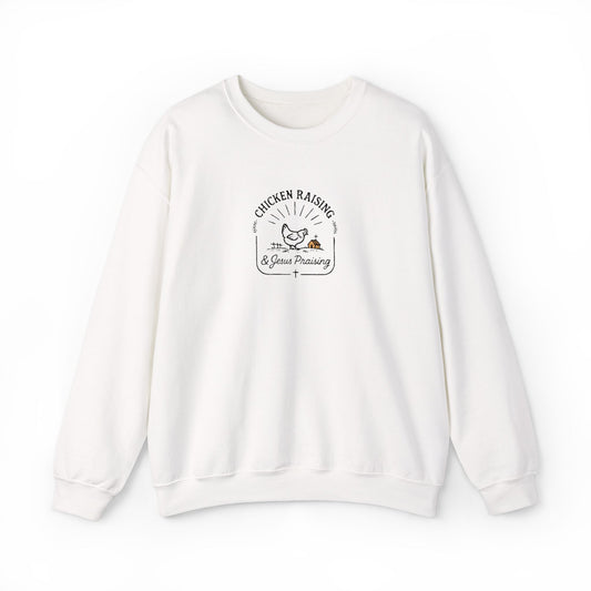 Chicken Raising and Jesus Praising Embroidered Sweater