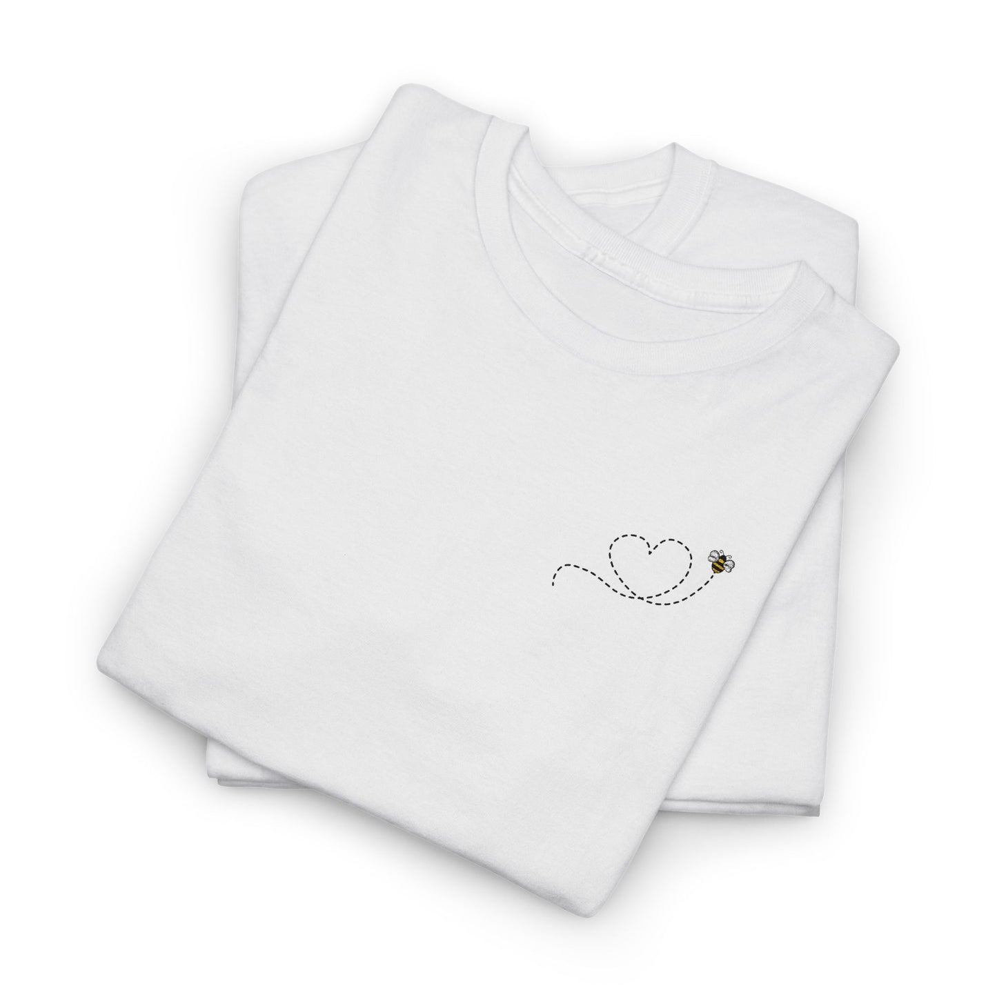 Bee Love Corner Pocket Embroidered Heart Outline Tee