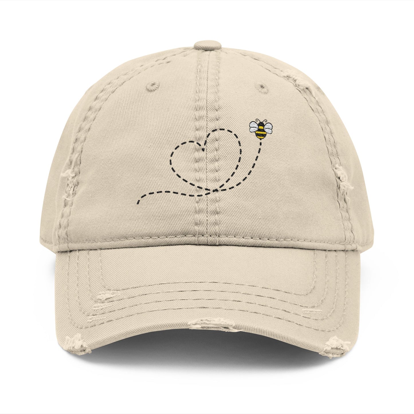 Bee Love Embroidered Distressed Cap