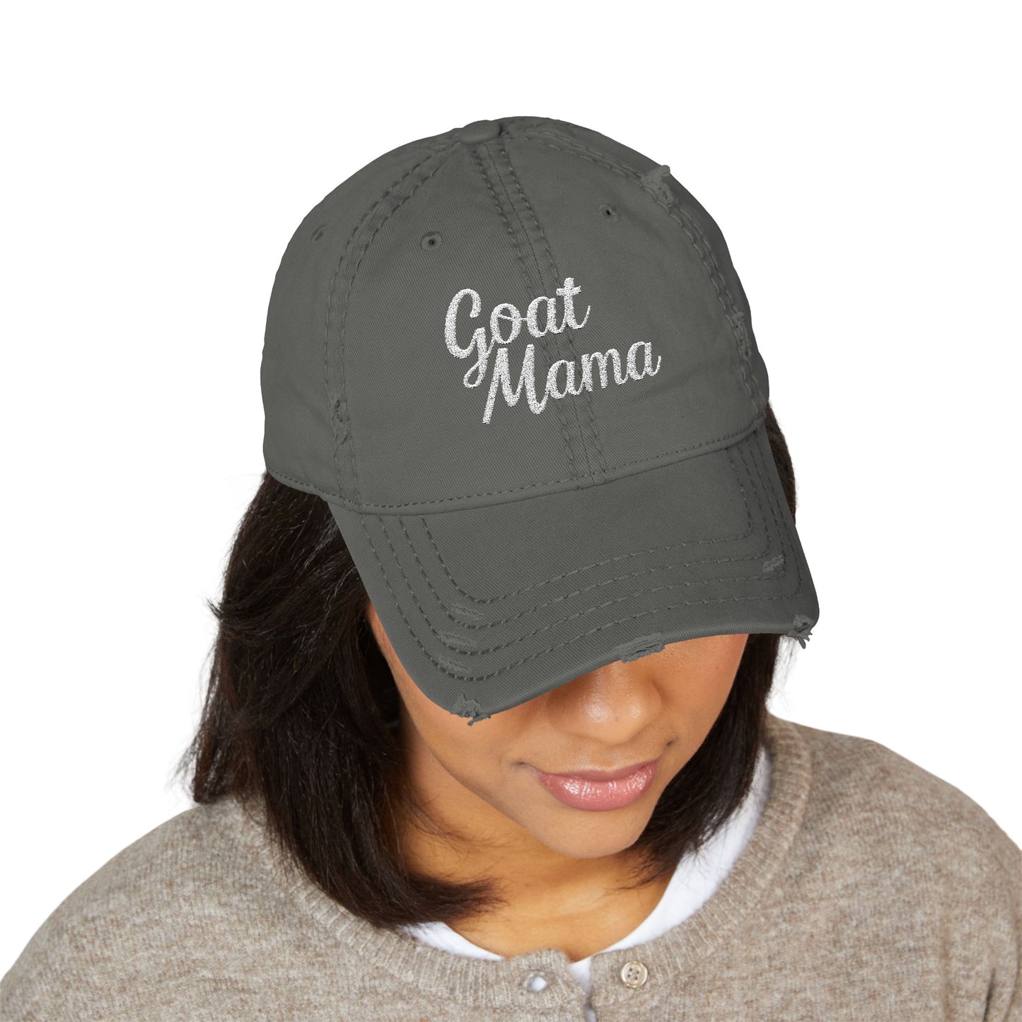 Goat Mama - Distressed Embroidered Cap