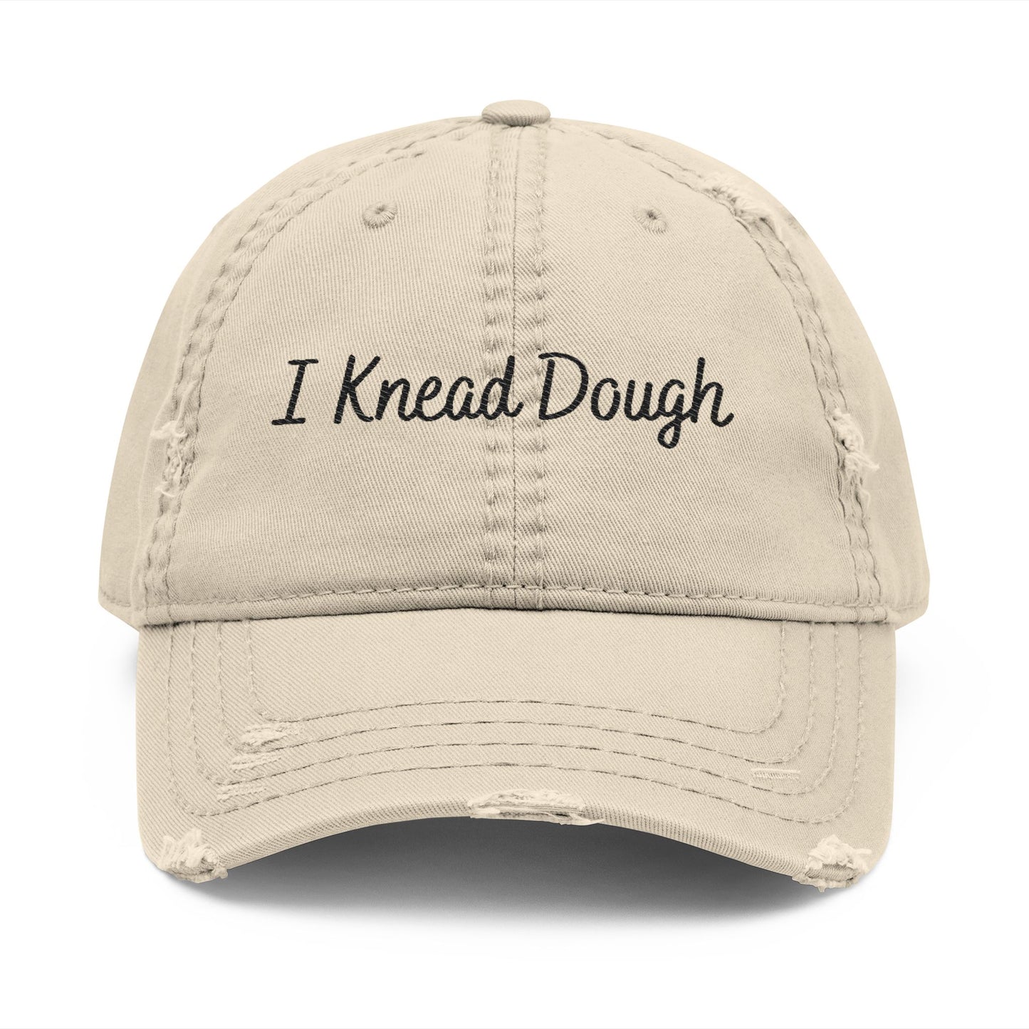 I Knead Dough - Distressed Embroidered Cap- Khaki Only