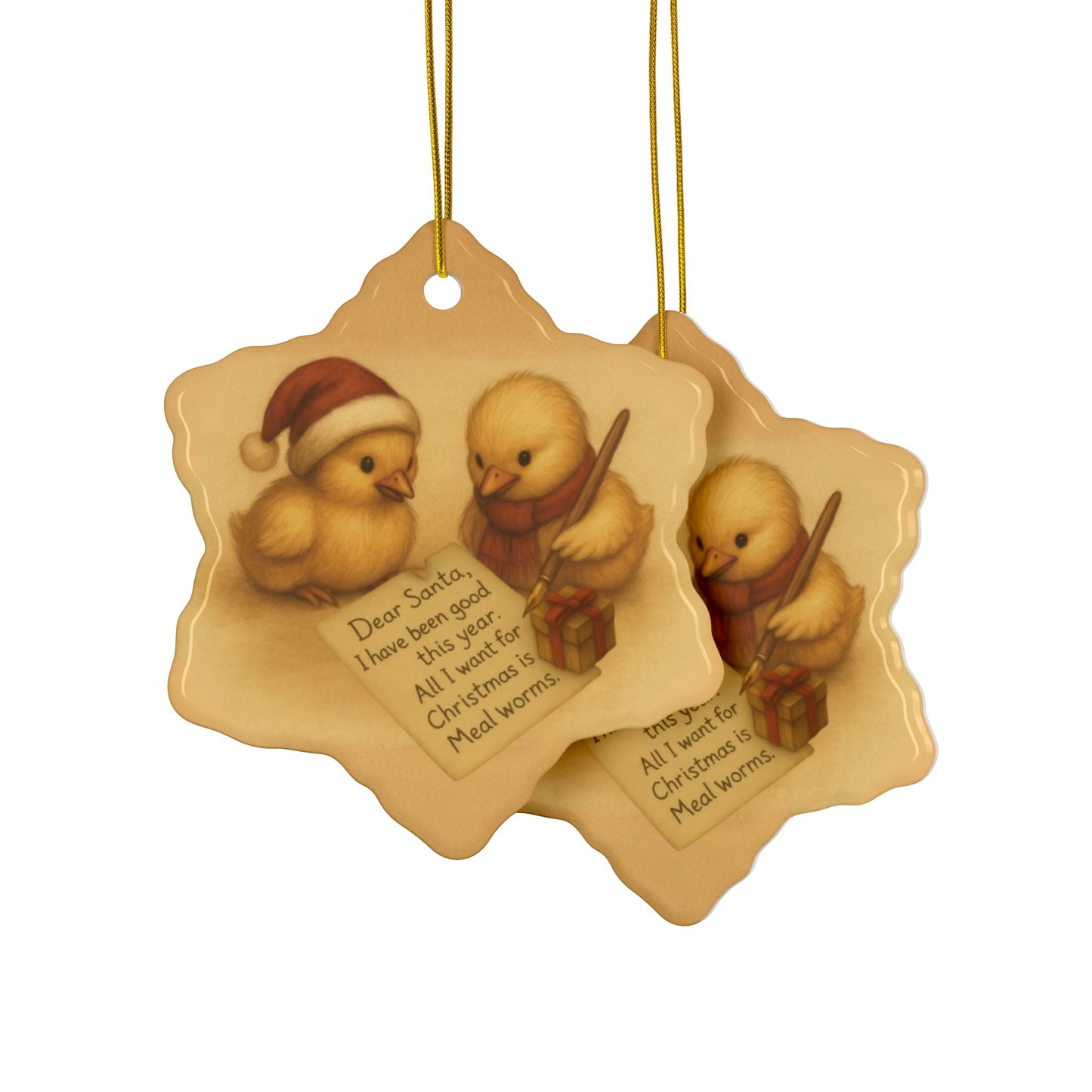 Dear Santa; Love, The Chicks - Ceramic Ornaments