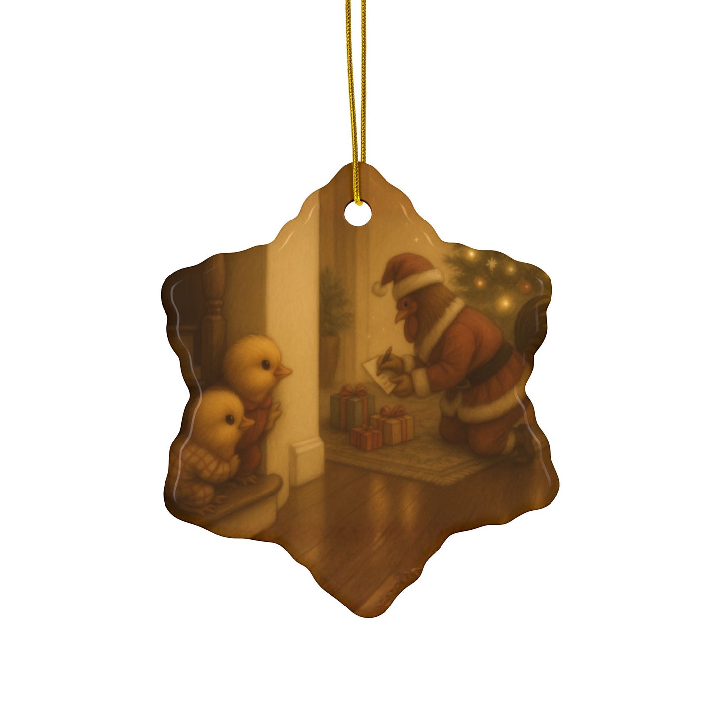 Shhh Baby Chicks... Santa Is Here - Ceramic Ornament