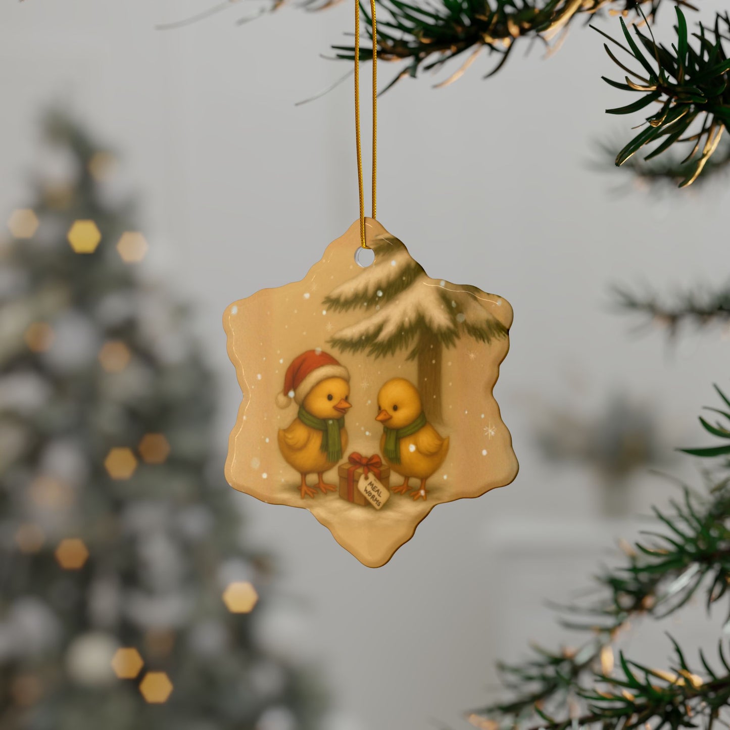 The Chicks Christmas Morning - Ceramic Ornaments