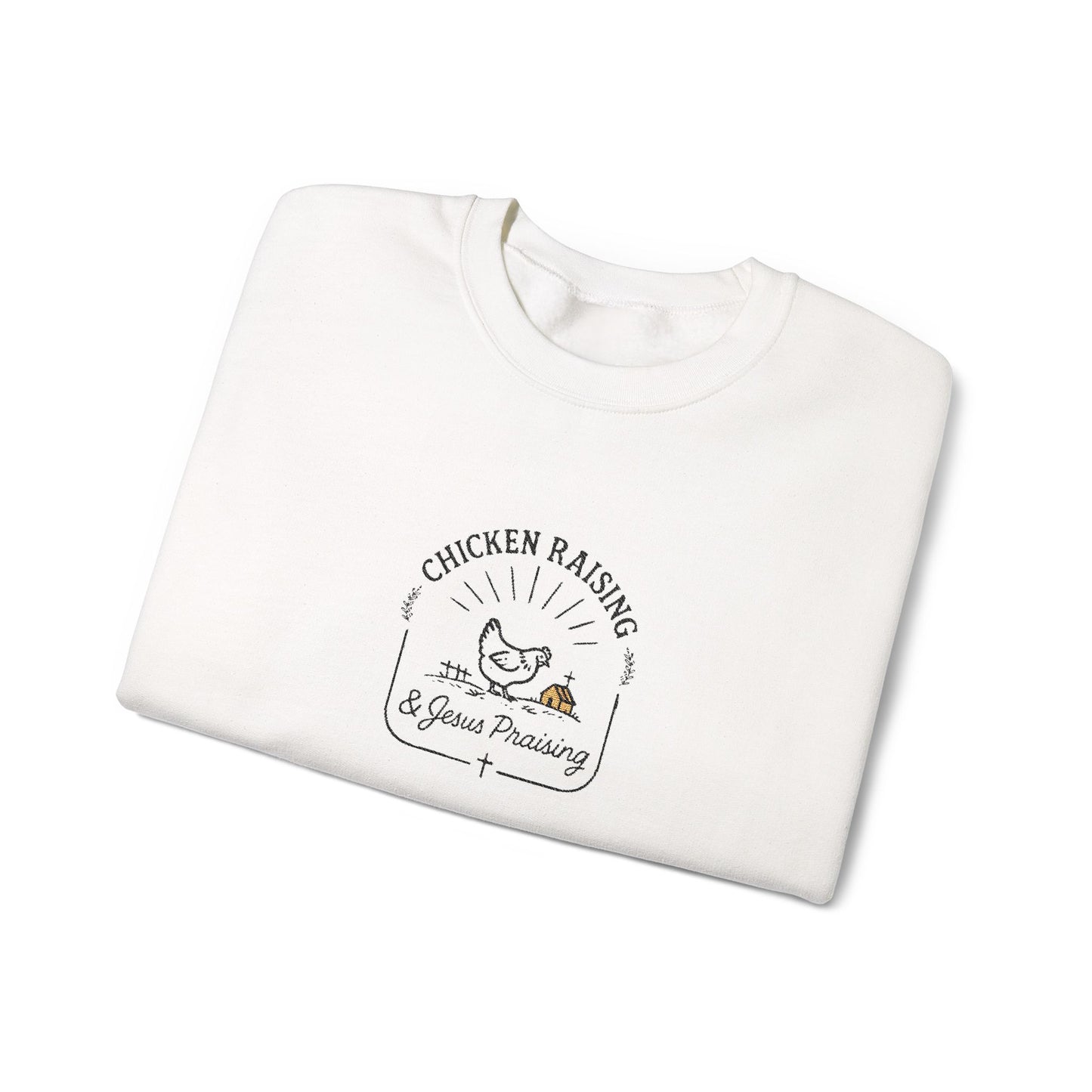 Chicken Raising and Jesus Praising Embroidered Sweater