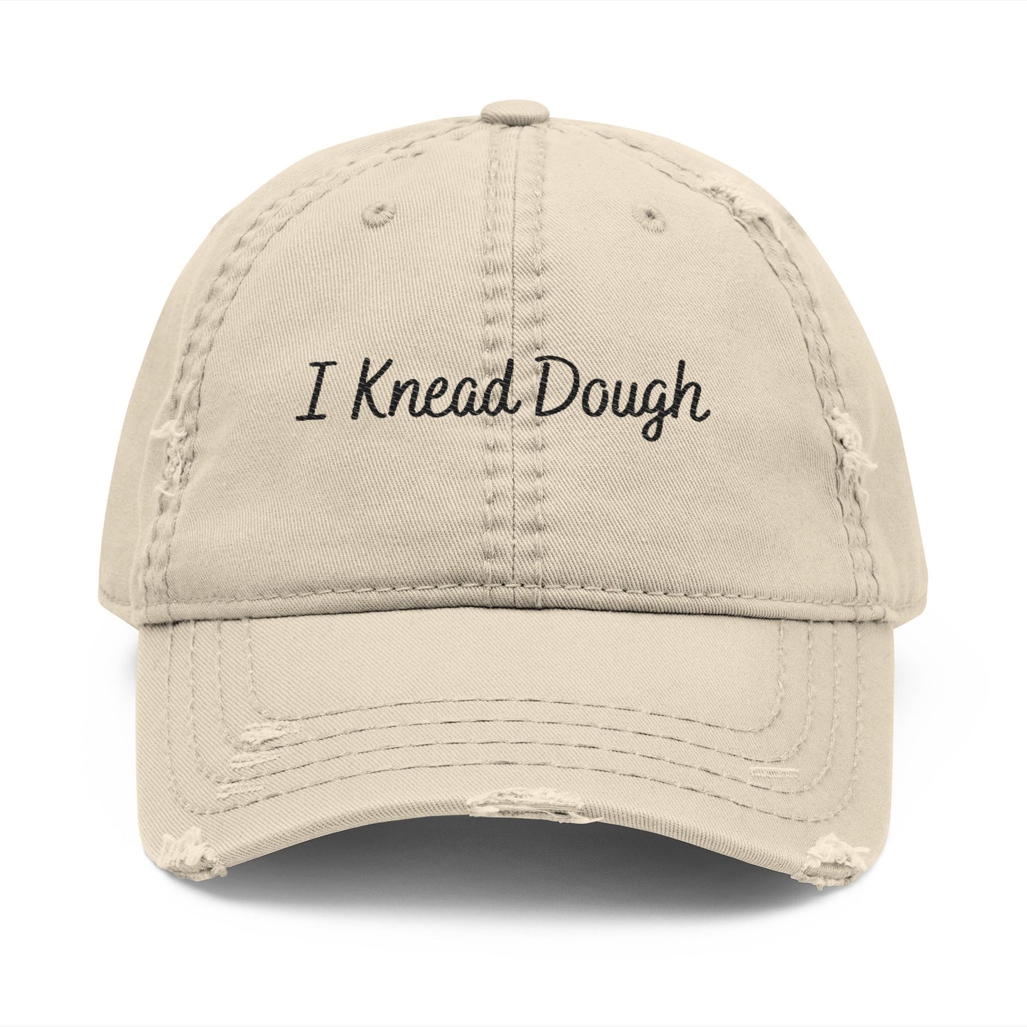 I Knead Dough - Distressed Embroidered Cap- Khaki Only